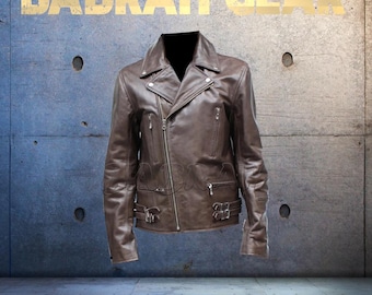 Men's Leather Motorcycle Jacket: Casual Biker Jackets New # 102