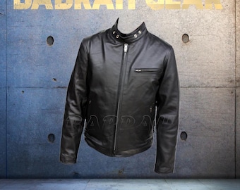 Men's Leather Motorcycle Jacket: Casual Biker Jackets New # 127