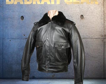 Men's Leather Motorcycle Jacket: Pilot Bomber Style Jackets Fur Collar