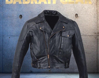 Men's Leather Motorcycle Jacket: Casual Biker Jackets New # 113
