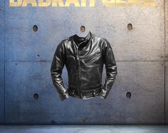 Men's Leather Motorcycle Jacket: Casual Biker Jackets New # 135