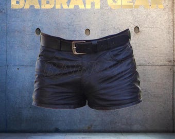Men's Cowhide Leather Short Shorts: Jeans Style New All Sizes