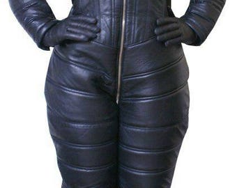 Padded Custom Made Soft Smooth Lambskin Leather Catsuit Front To Back 2-Way Zipper Tailor Made Bespoke Leather Bodysuit Dress Costume New