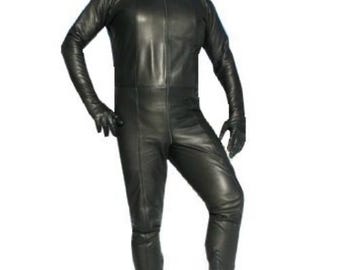 Custom Made Soft Smooth Lambskin Leather Catsuit Zipper Front To Back Tailor Made Bespoke Leather Bodysuit Plain Dress Costume New