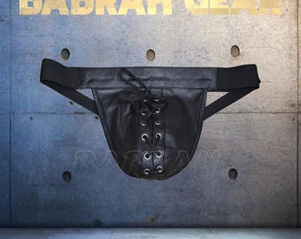 Adjustable Lambskin Leather Jockstrap: Laced Front, Soft Leather