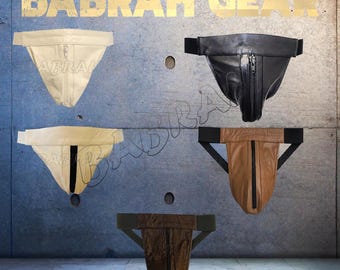 Lambskin Leather Jockstraps 5-Piece Set: Zipper Front, Soft Unlined