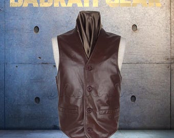 Premium Genuine Leather Motorcycle Vest: Biker Riding Street Vests # 200