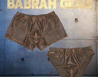 2 Piece Combo Men's Brown Distressed Leather Boxers Soft Underwear Boxer Shorts New