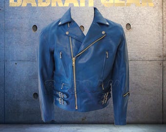 Men's Leather Motorcycle Jacket: Casual Biker Jackets New # 107