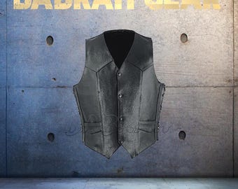 Premium Genuine Leather Motorcycle Vest: Biker Riding Street Vests # 199