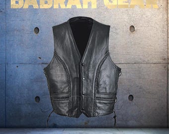 Premium Genuine Leather Motorcycle Vest: Biker Riding Touring Street Vests # 225
