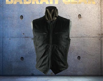 Premium Genuine Leather Motorcycle Vest: Biker Riding Street Vests # 206