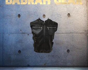 Premium Genuine Leather Motorcycle Vest: Biker Riding Touring Street Vests # 216