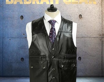 Premium Genuine Leather Motorcycle Vest: Biker Riding Street Vests # 211