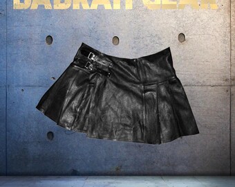 Men's Leather Utility Kilt: Napa Leather, Snaps Closure, Scottish Costume