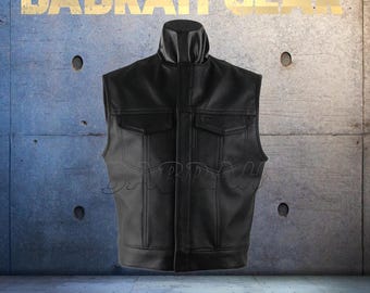 Premium Genuine Leather Motorcycle Vest: Biker Riding Street Vests # 208