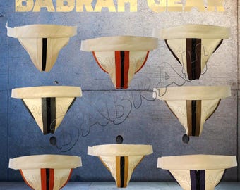 8-Piece White Leather Jockstraps Set: Zipper Front, Piping Detail