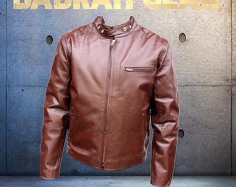 Men's Leather Motorcycle Jacket: Casual Biker Jackets New # 126
