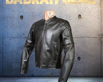 Men's Leather Motorcycle Jacket: Casual Biker Jackets New # 116