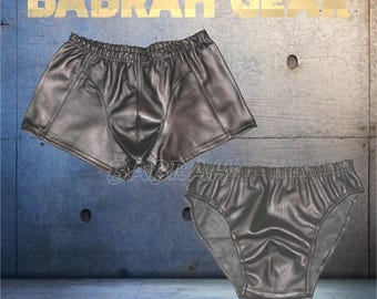 2 Piece Combo Unlined Men's Leather Boxers Soft Lambskin Underwear Boxer Shorts New