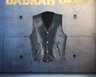 Premium Genuine Leather Motorcycle Vest: Biker Riding Touring Street Vests # 231