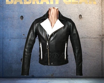 Men's Leather Motorcycle Jacket: Casual Biker Jackets New # 120