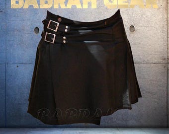 Men's Leather Kilt: Real Napa Leather, Buckle Belts - 21 Inch