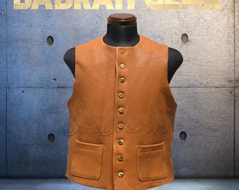 Premium Genuine Leather Motorcycle Vest: Biker Riding Street Vests # 212