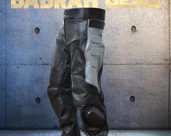 Men's Heavy Duty Gray Black Leather Motorcycle Racing Pants: Padded, Perforated, CE Certified