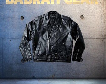 Men's Leather Motorcycle Jacket: Casual Biker Jackets New # 112