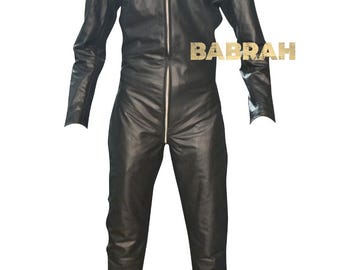 Custom Lambskin Leather Catsuit: Zipper Front to Back, Tailor Made