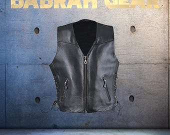 Premium Genuine Leather Motorcycle Vest: Biker Riding Touring Street Vests # 230