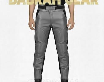 Men's Heavy Duty Gray Leather Motorcycle Pants Custom Length Leather Biker Pant Racing Pant New BG-1459