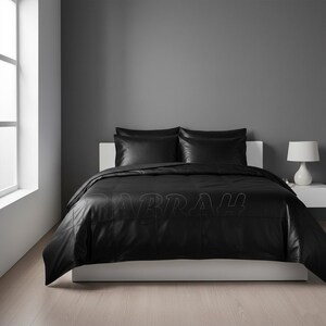 Real Leather Bed Sheet Set, Luxury Black Leather Bedding, Custom Size Fitted Sheet, Genuine Leather Sheet with Pillowcases, Bedroom Decor