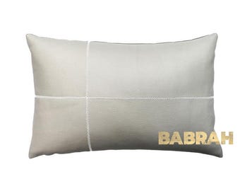 Genuine Real Pebble Grain White Leather Pillow Standard Queen King Body Size Pillows Unfilled
