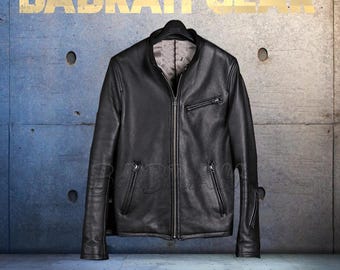 Men's Leather Motorcycle Jacket: Casual Biker Jackets New # 105