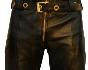 Custom Made Soft Smooth Lambskin Leather Catsuit Golden Zipper Front Tailor Made Bespoke Leather Bodysuit Sleeveless Dress Costume New