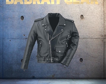 Men's Leather Motorcycle Jacket: Casual Biker Jackets New # 124