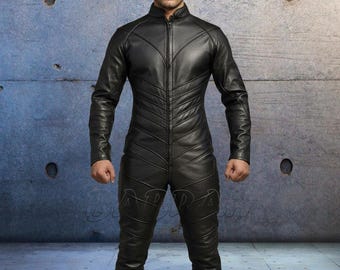 Custom Lambskin Leather Catsuit: Padded Bodysuit Costume
