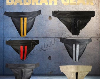 Perforated Leather Jockstraps: Zipper Front, Super Soft - 6 Pack