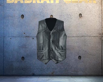 Premium Genuine Leather Motorcycle Vest: Biker Riding Touring Street Vests # 245