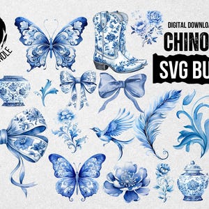 Chinoiserie SVG Bundle - Chinoiserie Clipart Bundle - Vintage Clipart Bundle - Chinoiserie Clipart - Vintage Clipart - Vintage Wreaths