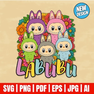 Labubu Designs Svg, Labubu Png, Labubuu Sublimation, T Shirt Design, Monster Characters, Svg Cut Files, Instant Download