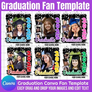 Plantilla de abanico de graduación 2025, plantilla de abanico de paleta, abanico de graduación personalizado, abanicos de graduación, adorno para tarta de graduación, graduación 2025, impresiones digitales
