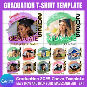 2025 Graduation tshirt Grad Bootleg Canva Template, Graduation t shirt bundle, Canva Grad tshirt template, Class of 2025 Graduation T Shirt