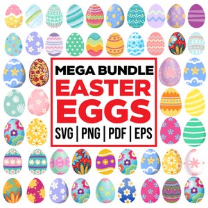 Easter Egg Bundle SVG Files | Easter 2025 Cut Files | Easter Egg Silhouette Vector Files | Happy Easter Vector | Cute Easter Egg Clip Art
