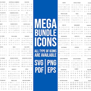 Méga lot d'icônes Svg Png Pdf, Icônes Svg Png Pdf, Tous les types d'icônes Svg Png Pdf, Haute résolution d'icônes Svg Png Pdf Téléchargement instantané