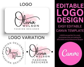 3 Logo Design Set, Logo Template, Lash Logo, Hair Logo, DIY Beauty Logo, Luxe Makeup Logo, Nails Logo, Premade Logo Design Custom