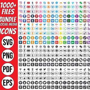 New Social Media Icons Svg Bundle, Social Media Icons Svg, Colorful Icons Svg, Transparent Socia Media icons Svg Instant Download