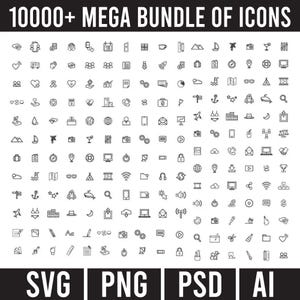 Mega Bundle of icons Svg Png Psd, Icon Svg Png Psd, All types of icons Svg Png Psd, High resolution of icons Svg Png Psd Instant Download
